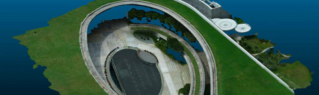 3D mesh model of Marina Barrage using images taken with drone